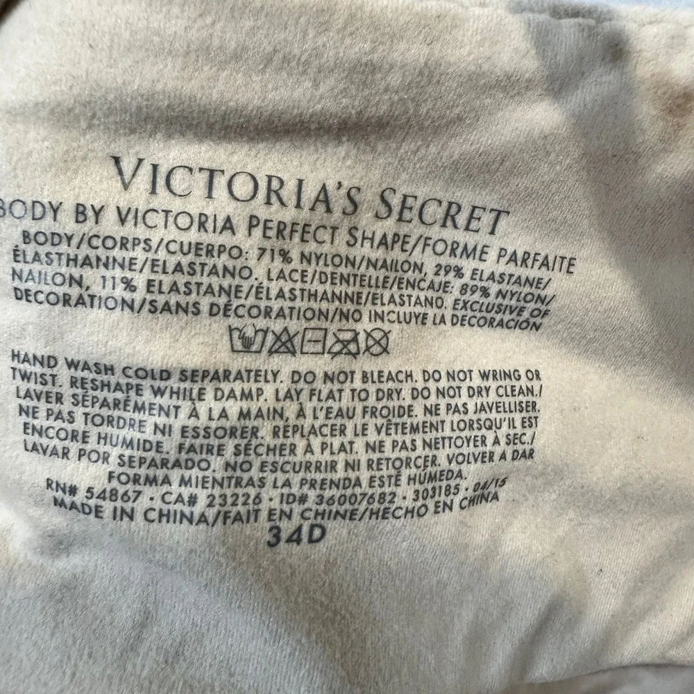 Victoria's Secret Perfect Shape 34D Beige‎ Lace Padded Underwire Coquette